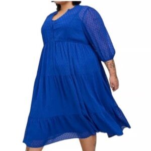 NWT Torrid Pleated Blue Flowy Dress